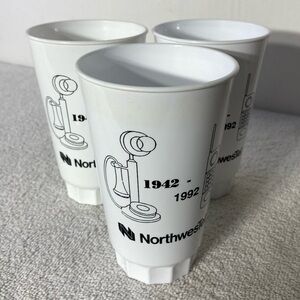 Vintage NorthwesTel 1942-1992 White Hard Plastic Stackable Party Cups x3